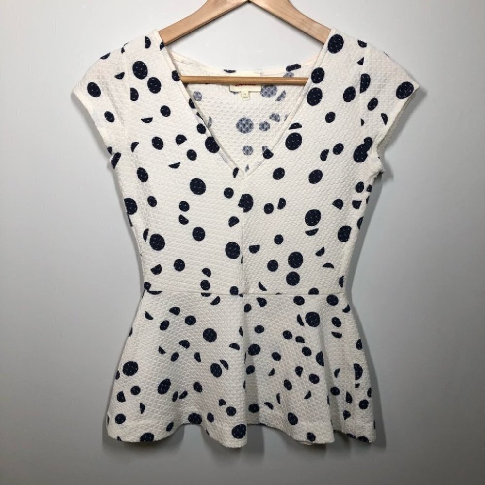 ANTHROPOLOGIE Deletta Diamond-Knit Peplum Top Size‎  XS